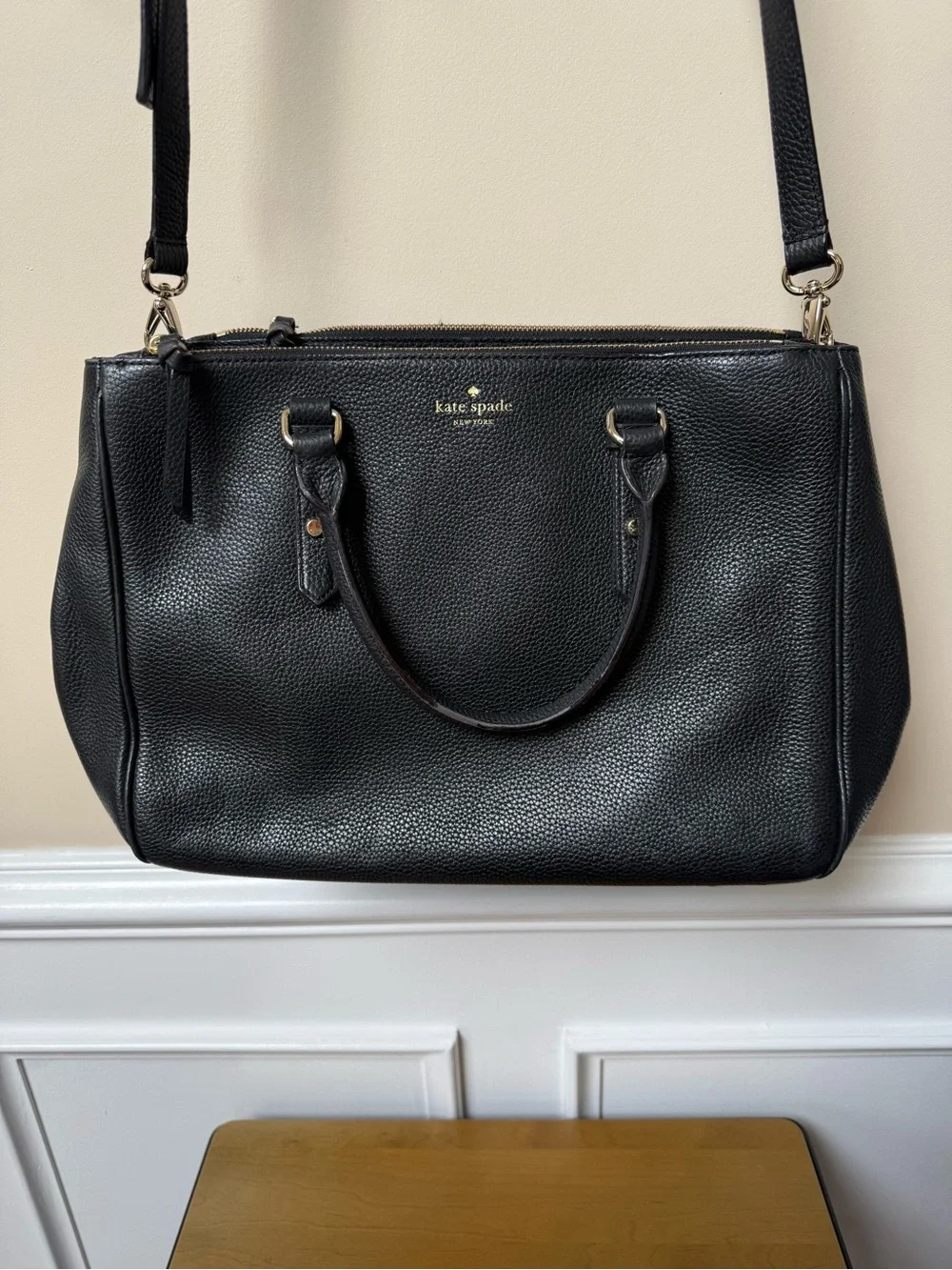 kate spade Black Pebbled Leather Shoulder Satchel